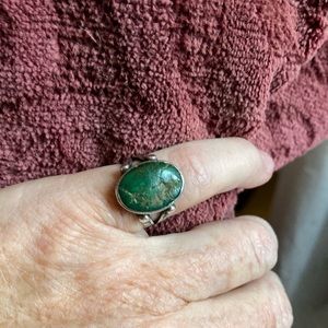 Genuine Turquoise and sterling silver ring size 4 vintage